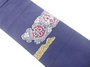 手織り紬　霞に花鳥模様織り出し　名古屋帯